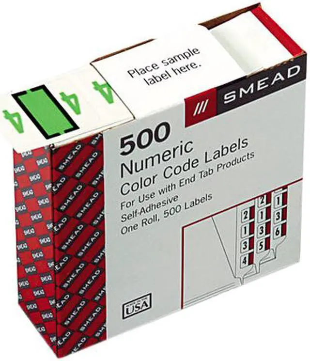 Main image of Smead 67374 Single Digit End Tab Labels, Number 4, Light Green-on-White, 500/Roll