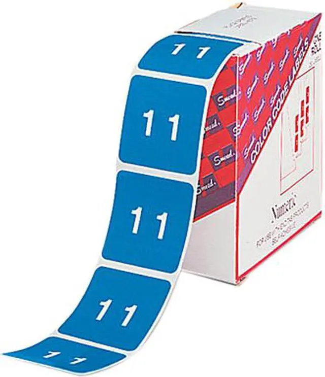 Main image of Smead 67421 Single Digit End Tab Labels, Number 1, White-on-Light Blue, 250/Roll