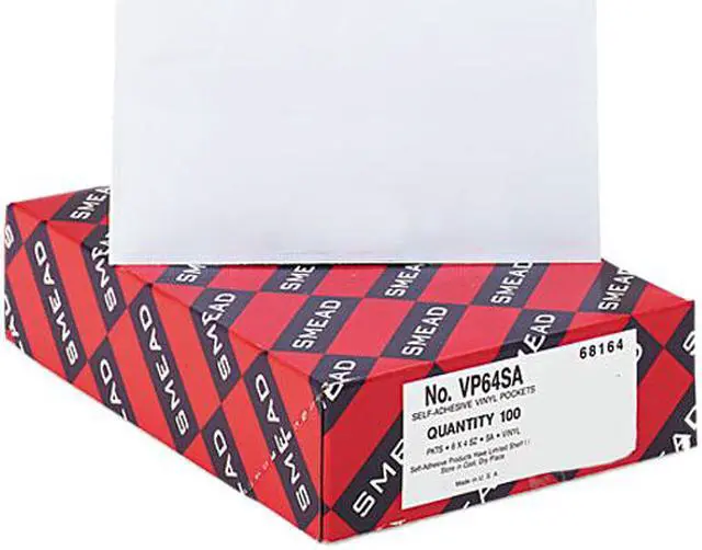 Main image of Smead 68164 Self-Adhesive Poly Pockets, Top Load, 6-1/4 x 4-9/16, Clear, 100/Box