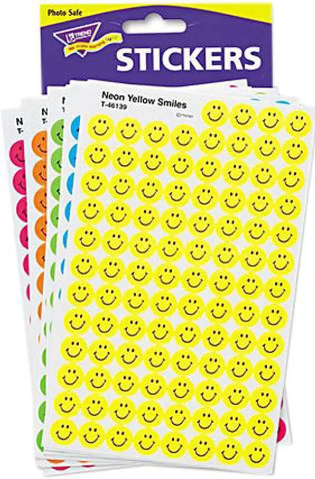Main image of TREND T1942 SuperSpots & SuperShapes Sticker Variety Packs, Neon Smiles, 2500/Pack