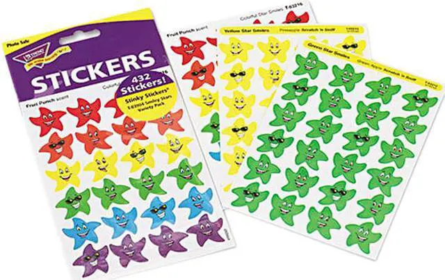 Main image of TREND T83904 Stinky Stickers Variety Pack, Smiley Stars, 432/Pack