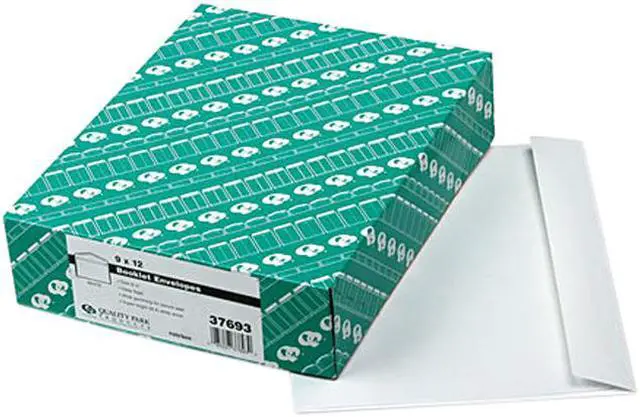 Main image of Quality Park 37693 Open Side Booklet Envelope, Contemporary, 12 x 9, White, 100/Box