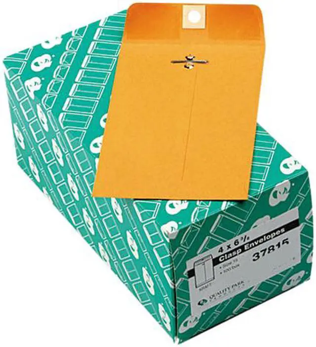 Main image of Quality Park 37815 Clasp Envelope, 4 x 6 3/8, 28lb, Light Brown, 100/Box
