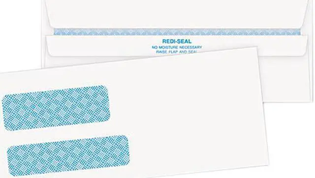 Main image of Quality Park 24529 - Double Window Tinted Redi-Seal Check Envelope, #9, White, 500/Box