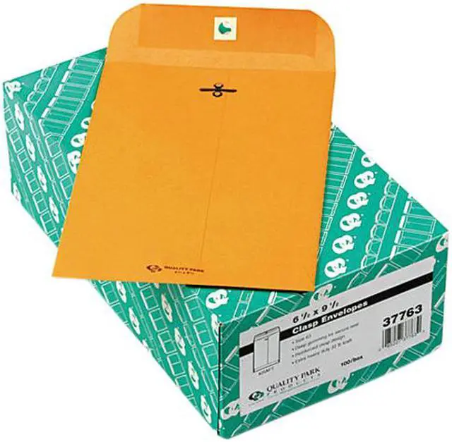 Main image of Quality Park 37763 Clasp Envelope, 6 1/2 x 9 1/2, 32lb, Light Brown, 100/Box