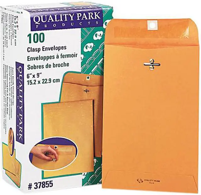 Main image of Quality Park 37855 Clasp Envelope, 6 x 9, 28lb, Light Brown, 100/Box