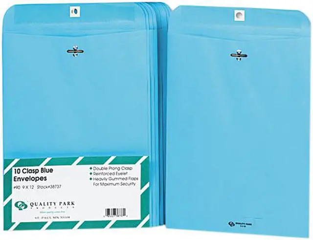 Main image of Quality Park 38737 Fashion Color Clasp Envelope, 9 x 12, 28lb, Blue, 10/Pack