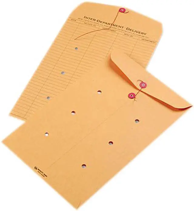 Main image of Quality Park 63564 Light Brown Kraft String & Button Interoffice Envelope, 10 x 15, 100/Carton