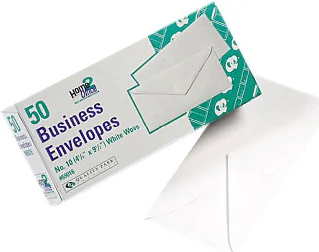 Main image of Quality Park 69016 White Wove Business Envelope Convenience Packs, V-Flap, #10, 50/Box