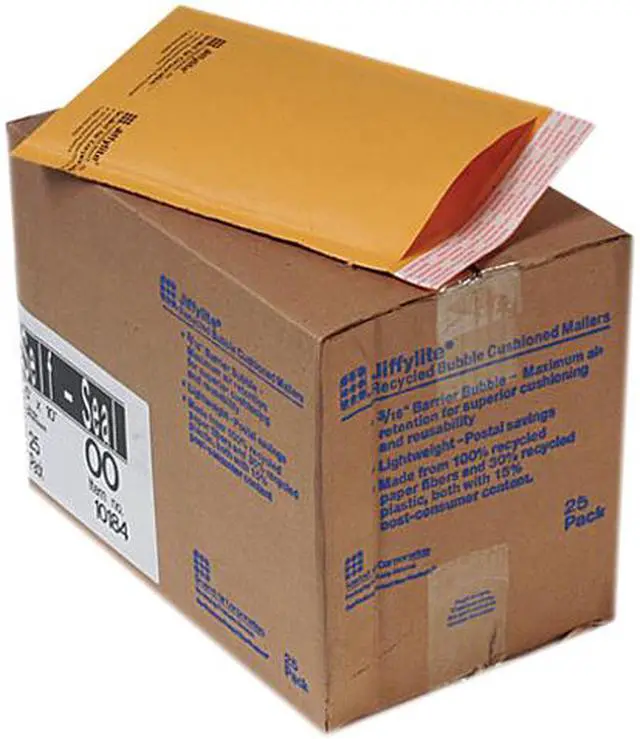 Main image of Sealed Air 10184 Jiffylite Self-Seal Mailer, Side Seam, #00, 5 x 10, Golden Brown, 25/Carton