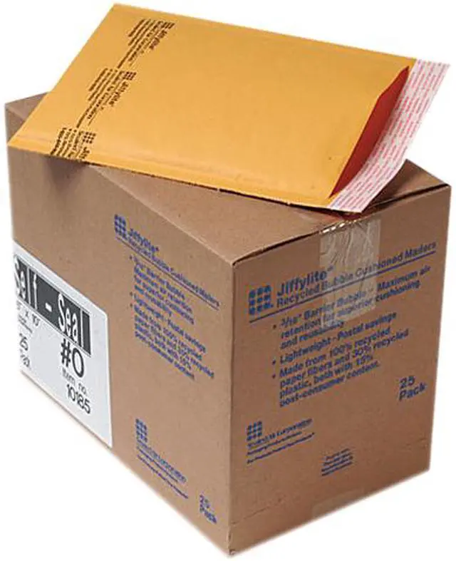Main image of Sealed Air 10185 Jiffylite Self-Seal Mailer, Side Seam, #0, 6 x 10, Golden Brown, 25/Carton