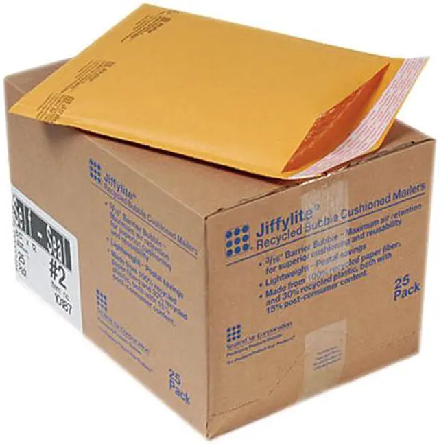 Main image of Sealed Air 10187 Jiffylite Self-Seal Mailer, Side Seam, #2, 8 1/2 x 12, Golden Brown, 25/Carton
