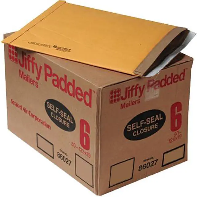 Main image of Sealed Air 86027 Jiffy Padded Self-Seal Mailer, Side Seam, #6, 12 1/2x19, Gold Brown, 50/Carton