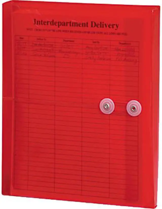 Main image of Smead 89527 Poly String & Button Booklet Envelope, 9 3/4 x 11 5/8 x 1 1/4, Red, 5/Pack
