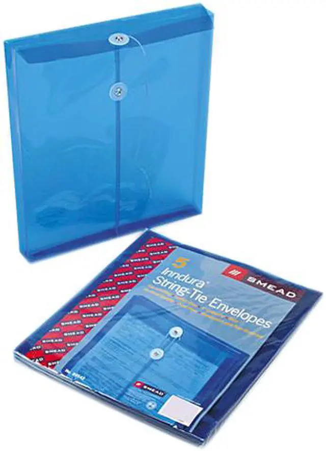 Main image of Smead 89542 Poly String & Button Envelope, 9 3/4 x 11 5/8 x 1 1/4, Blue, 5/Pack