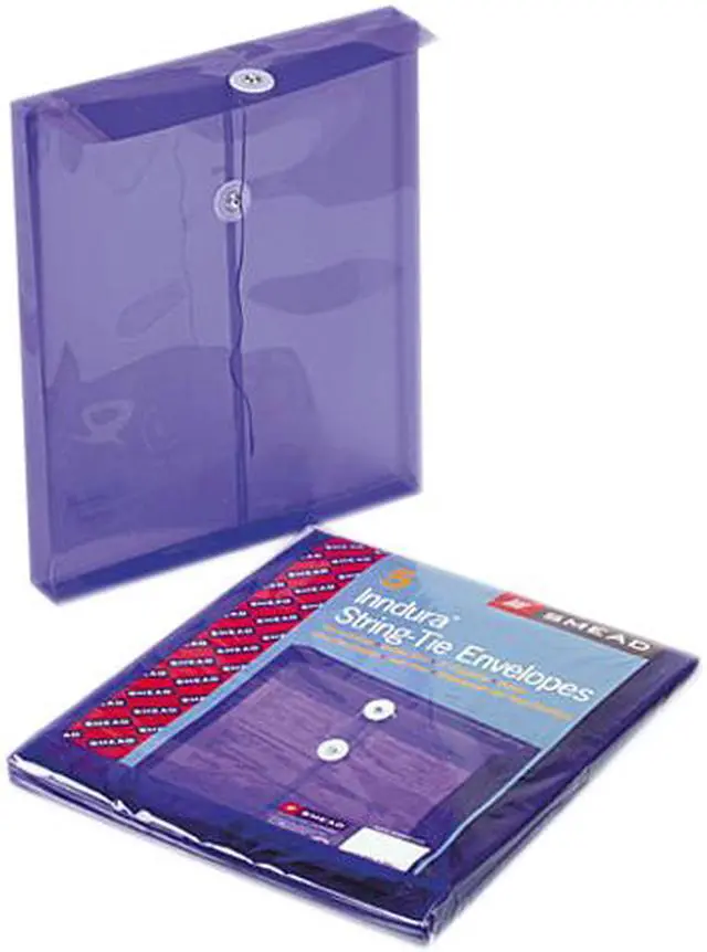 Main image of Smead 89544 Poly String & Button Envelope, 9 3/4 x 11 5/8 x 1 1/4, Purple, 5/Pack
