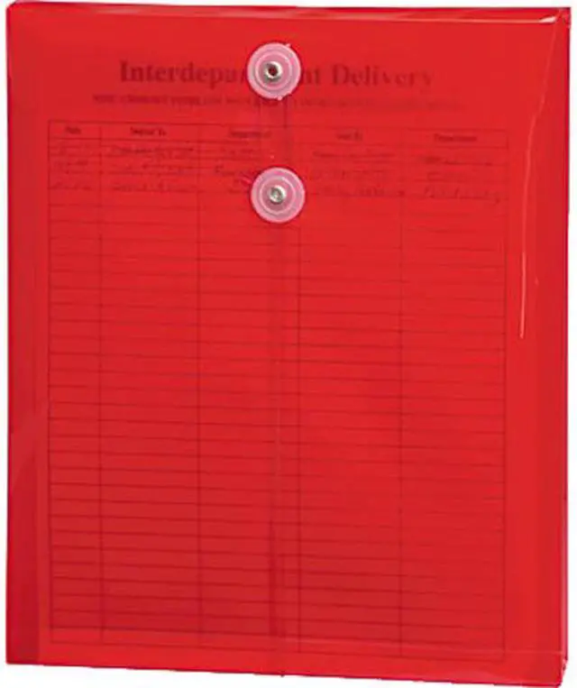 Main image of Smead 89547 Poly String & Button Envelope, 9 3/4 x 11 5/8 x 1 1/4, Red, 5/Pack