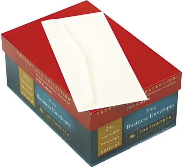 Main image of Southworth J404N-10 25% Cotton #10 Business Envelope, V-Flap, Natural, 250/Box