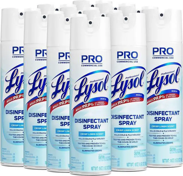 Alt view image 4 of 4 - Lysol Disinfectant Spray, Crisp Linen, 19 oz Aerosol Spray, 12/Carton RAC74828CT