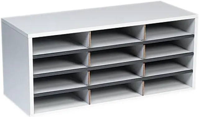 Main image of Fellowes 25004 Particle Board Literature Sorter, 12 Sections, 29 x 11 7/8 x 12 15/16, Dove Gray