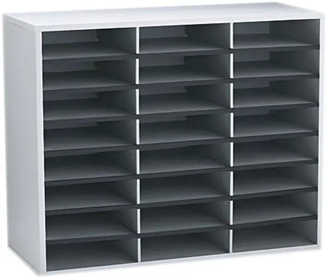 Main image of Fellowes 25041 Fiberboard Literature Sorter, 24 Sections, 29 x 11 7/8 x 23 3/4, Dove Gray