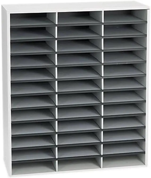 Main image of Fellowes 25061 Fiberboard Literature Sorter, 36 Sections, 29 x 11 7/8 x 34 3/4, Dove Gray