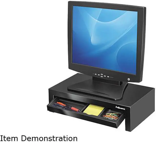 Main image of Fellowes 8038101 Adjustable Monitor Riser with Storage Tray, 16 x 9 1/2 x 4 1/2-6, Black