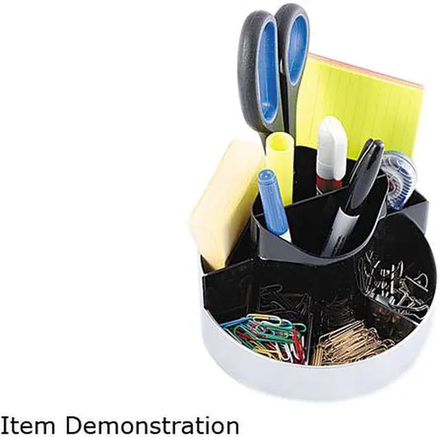 Main image of Kantek ORG620 Rotating Desk Organizer, Plastic, 6 x 5 3/4 x 4 1/2, Black/Silver
