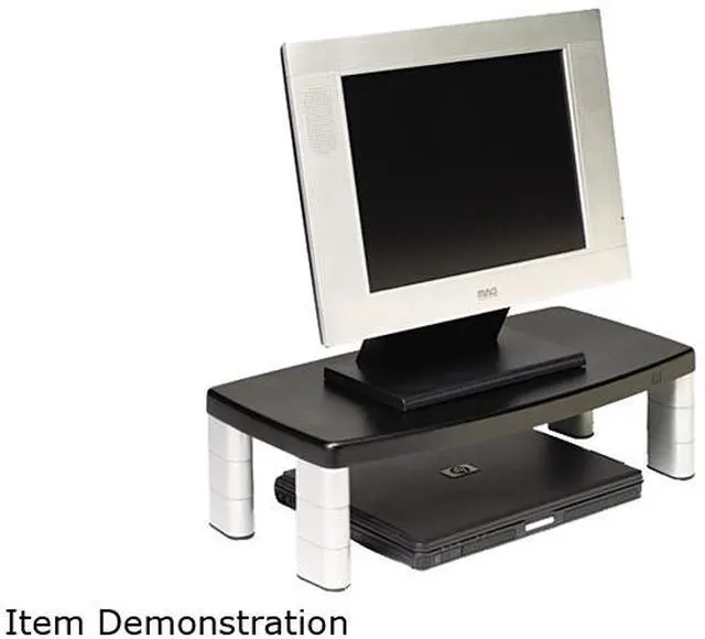 Main image of 3M MMMMS90B Extra-Wide Adjustable Monitor Stand, 20 x 12 x 1 to 5 7/8, Black