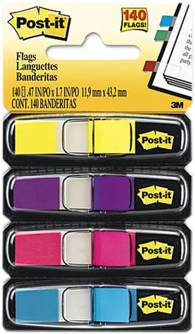 Main image of Post-it Flags 683-4AB Small Flags in Dispensers, Four Colors, 35/Color, 4 Dispensers/Pack