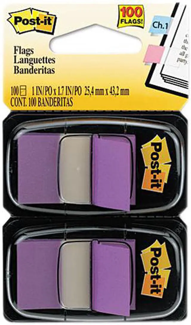 Main image of Post-it Flags 680-PU2 Standard Tape Flags in Dispenser, Purple, 100 Flags/Dispenser