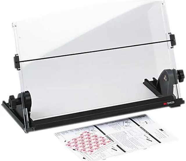 Main image of 3M MMMDH630 In-Line Adjustable Desktop Copyholder, Plastic, 150 Sheet Capacity, Black/Clear