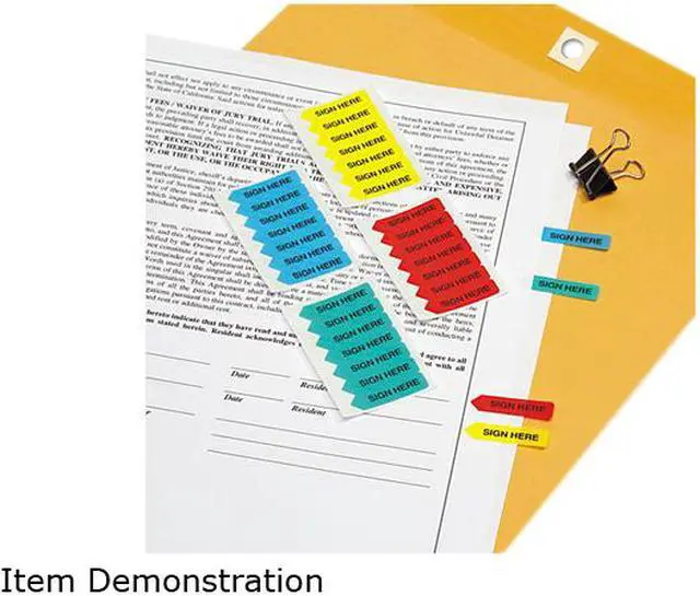 Main image of Redi-Tag 72020 Mini Arrow Page Flags, "Sign Here", Blue/Mint/Red/Yellow, 126 Flags/Pack