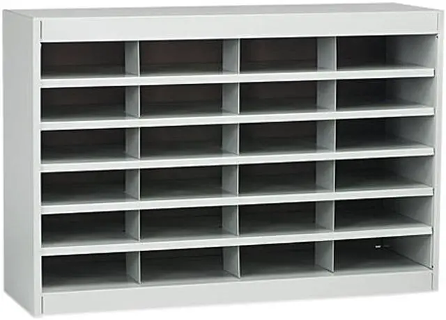 Main image of Safco 9211GRR Steel/Fiberboard E-Z Stor Sorter, 24 Sections, 37 1/2 x 12 3/4 x 25 3/4, Gray