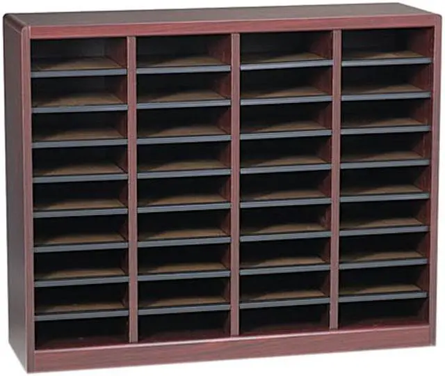 Main image of Safco 9321MH Wood/Fiberboard E-Z Stor Sorter, 36 Sections, 40 x 11 3/4 x 32 1/2, Mahogany