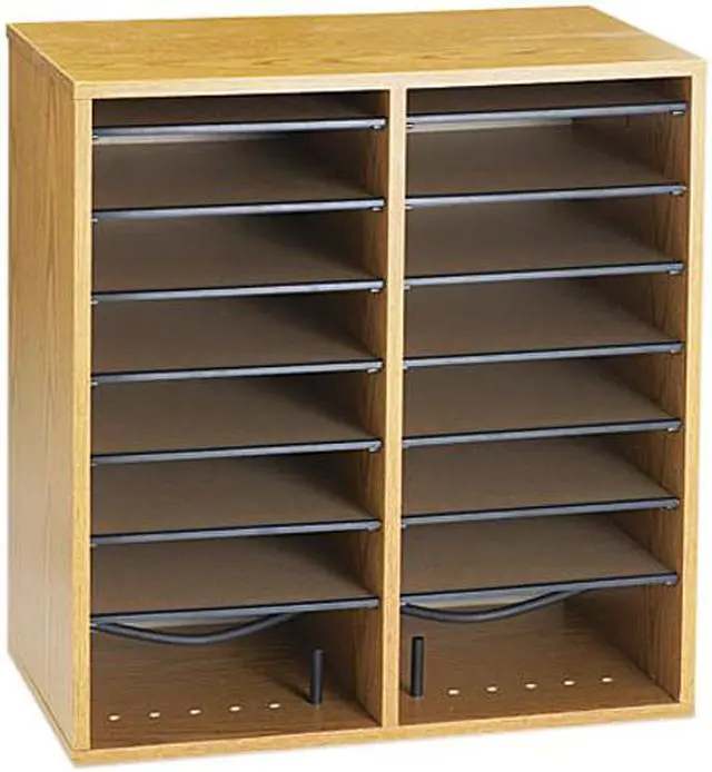 Main image of Safco 9422MO Wood/Laminate Literature/CD Sorter, 16 Section, 19 1/2 x 11 3/4 x 20, Medium Oak