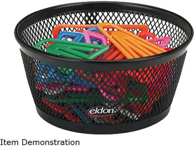 Main image of Rolodex 62562 Jumbo Nestable Paper Clip Dish, Wire Mesh, 4 3/8" Diameter x 2", Black