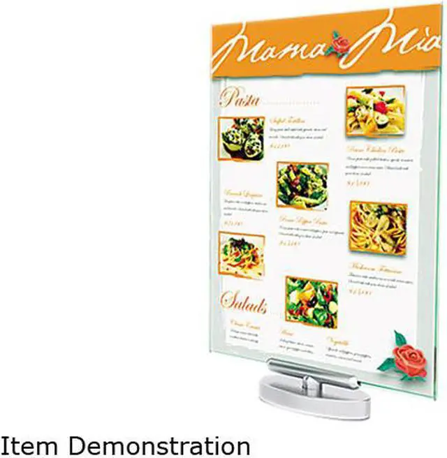 Main image of deflect-o 691590 Superior Image Swivel Sign Holder, Green Tint, 8-1/2 x 11, Silver