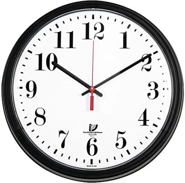 Main image of Chicago Lighthouse 67700002 Black Quartz Contract Clock, 13-3/4in, Black