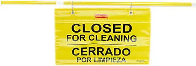 Main image of Rubbermaid Commercial 9S1600YL Site Safety Hanging Sign, 50w x 1d x 13h, Multi-Lingual, Yellow