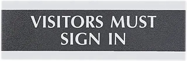 Main image of Headline Sign 4763 Century Series Office Sign, "Visitors Must Sign In", 9 x 3, Black/Silver