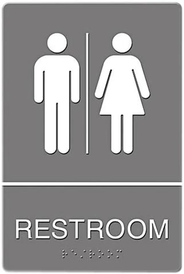Main image of Headline Sign 4812 ADA Sign, Restroom Symbol Tactile Graphic, Molded Plastic, 6 x 9, Gray