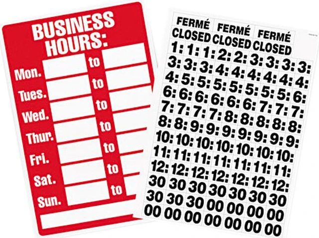 Main image of Headline Sign 9394 Business Hours Sign w/Vinyl Characters, Poly Resin, 8 x 12, Red/White