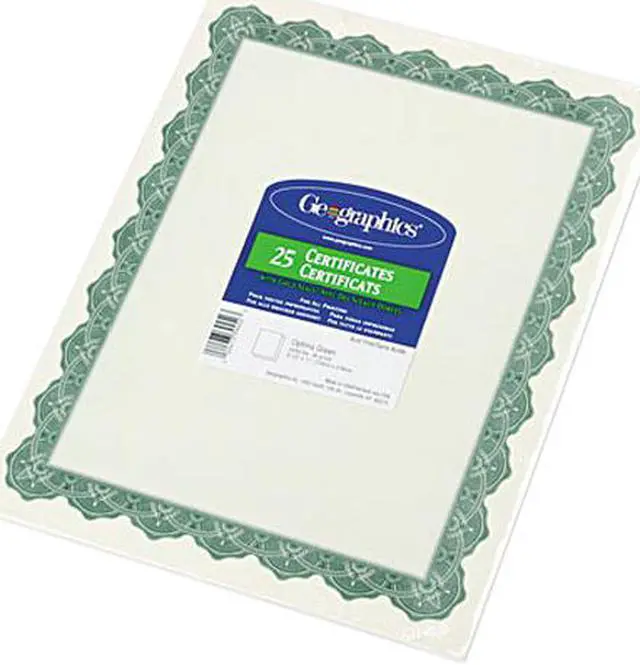 Main image of Geographics Parchment Paper Certificates, 8-1/2 x 11, Optima Green Border, 25/Pack