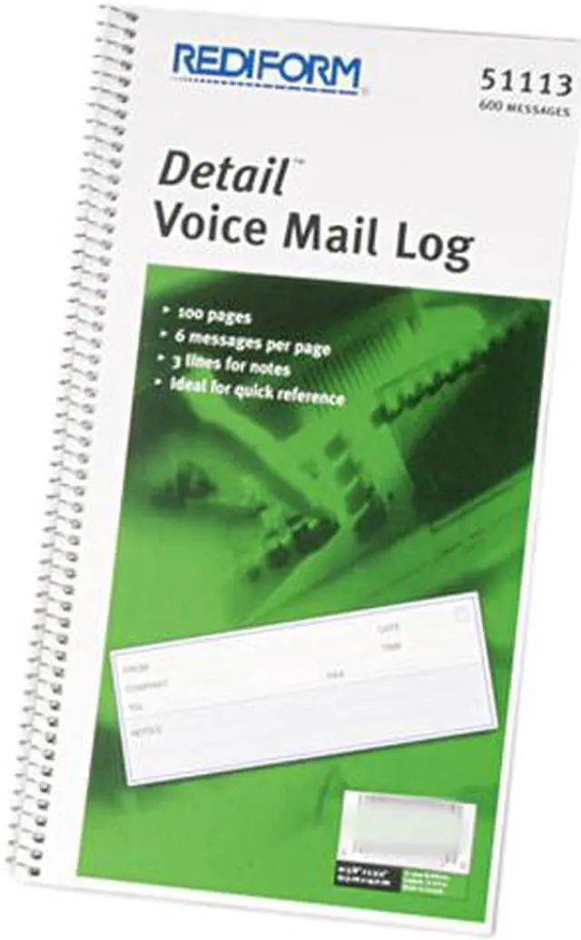 Main image of Rediform 51113 Voice Mail Wirebound Log Books, 5-5/8 x 10-5/8, 600 Sets/Book