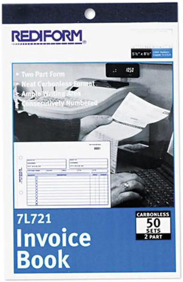 Main image of Rediform 7L721 Invoice Book, 5-1/2 x 7-7/8, Carbonless Duplicate, 50 Sets/Book