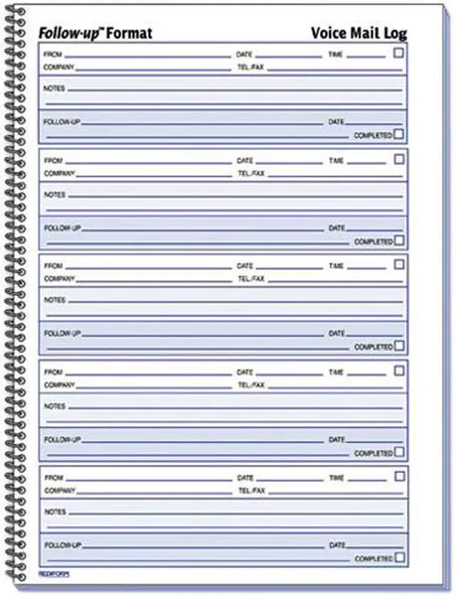 Main image of Rediform 51114 Voice Mail Wirebound Log Books, 8 x 10-5/8, 500 Sets/Book