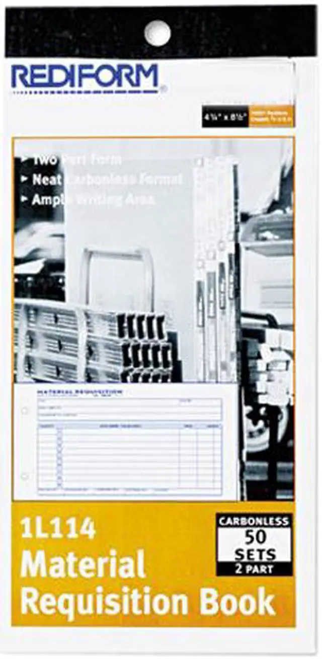 Main image of Rediform 1L114 Material Requisition Book, 7 7/8 x 4 1/4, Two-Part Carbonless, 50-Set Book