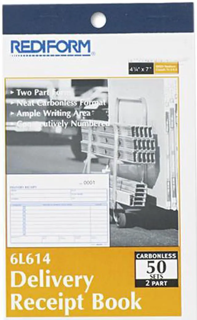 Main image of Rediform 6L614 Delivery Receipt Book, 6 3/8 x 4 1/4, Two-Part Carbonless, 50 Sets / book
