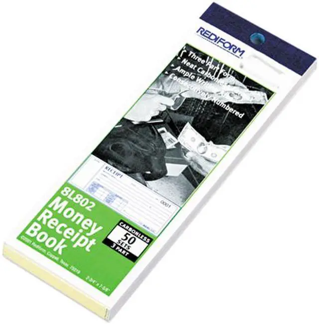 Main image of Rediform 8L802 Money Receipt Book, 2-3/4 x 7, Carbonless Triplicate, 50 Sets/Book